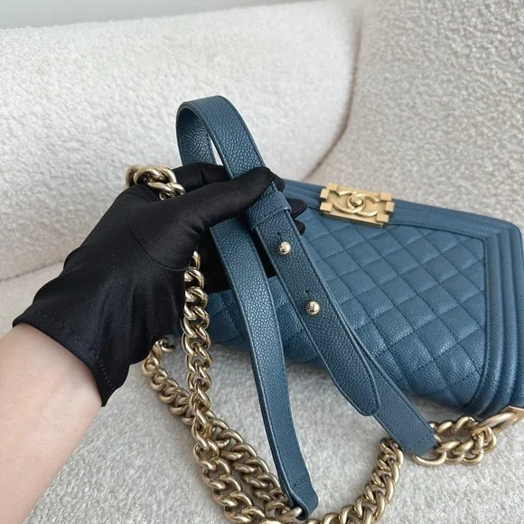 Chanel Leboy Medium Caviar Blue Handbag GHW series 23 - Picture 12 of 16